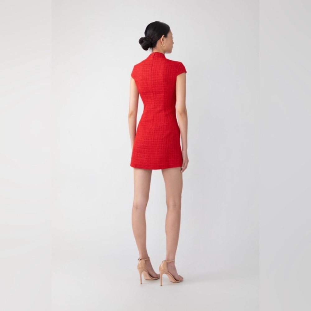 Sau Lee NATASHA TWEED MINI DRESS Red